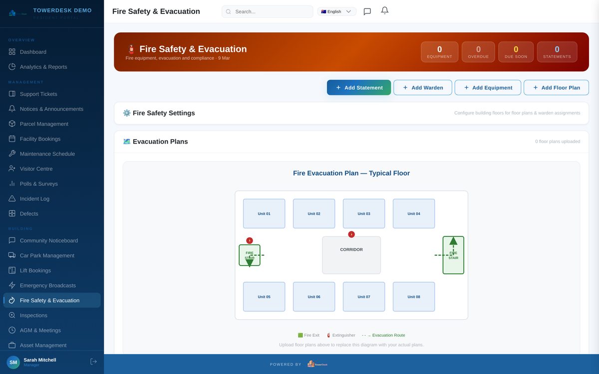 Fire safety compliance and AFSS reporting for strata buildings — TowerDesk